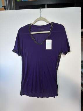 Zadig & Voltaire Tino Foil V-Neck Short-Sleeve Tee Purple L